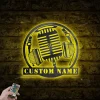Custom Music Audio Studio Metal Wall Art Led Light, Personalized Microphone Headphones Name Sign, Musical Musician Room Decor, Gift For Singer