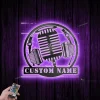Custom Music Audio Studio Metal Wall Art Led Light, Personalized Microphone Headphones Name Sign, Musical Musician Room Decor, Gift For Singer