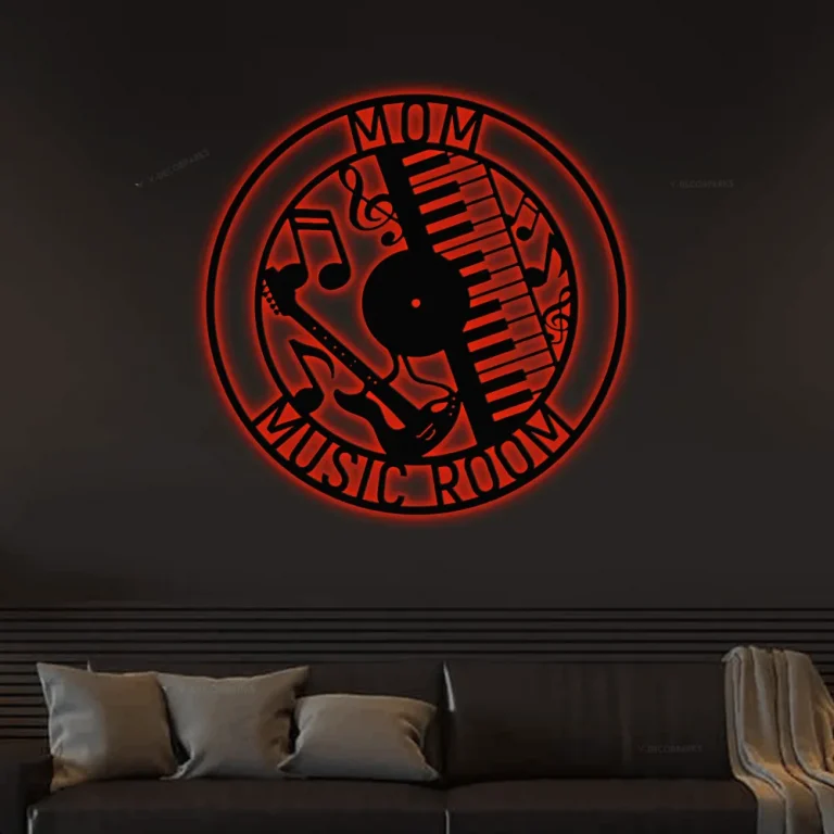 Custom Music Room Led Lights Sign, Music Studio Metal Sign, Personalized Music Decor, Musical Instruments Sign, Musician Gift, Guitar Drums Keyboard