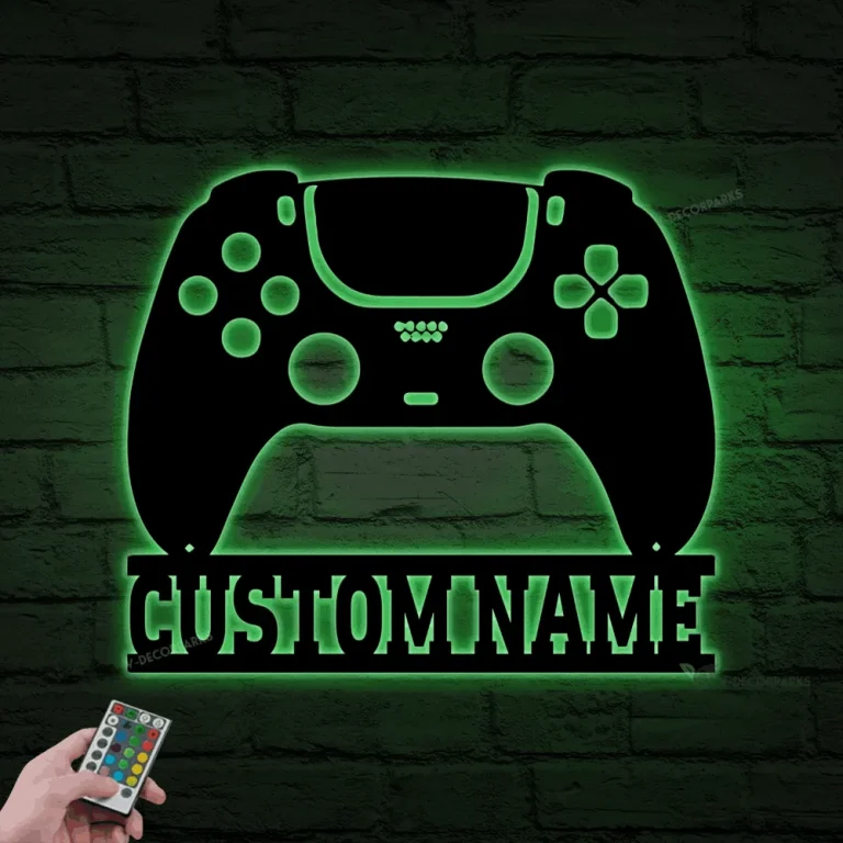Custom Name Game Controller Metal Wall With Led Lights, Gamer Gift, Video Game Sign Wall Decor, Game Room Decor, Game Zone, Game Lover Gift