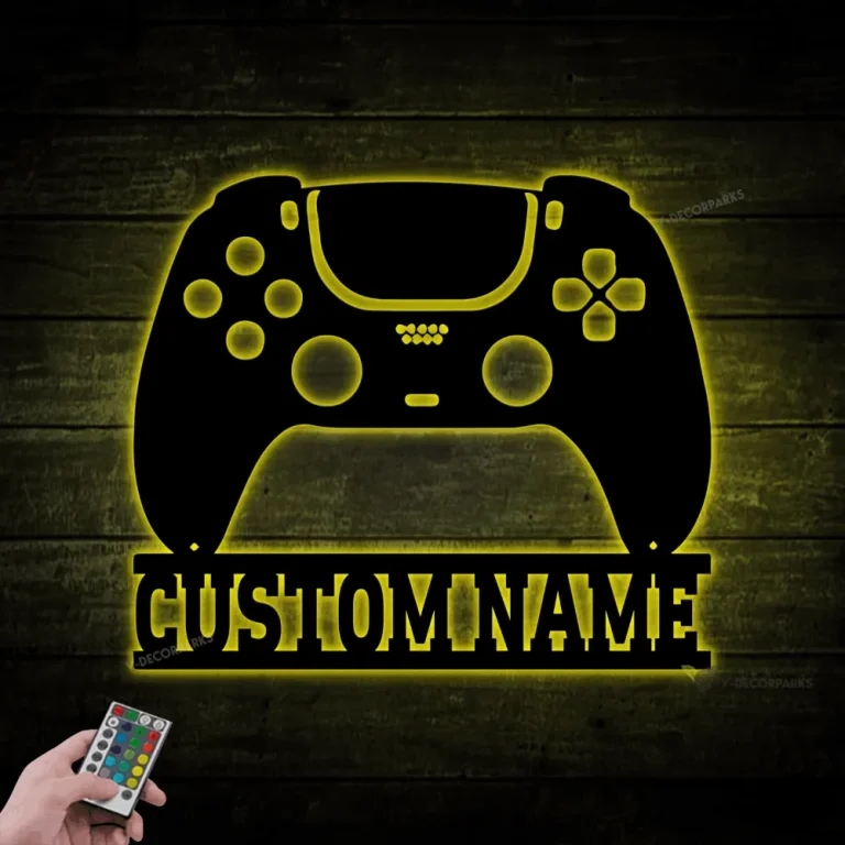 Custom Name Game Controller Metal Wall With Led Lights, Gamer Gift, Video Game Sign Wall Decor, Game Room Decor, Game Zone, Game Lover Gift