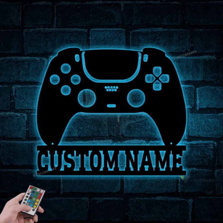 Custom Name Game Controller Metal Wall With Led Lights, Gamer Gift, Video Game Sign Wall Decor, Game Room Decor, Game Zone, Game Lover Gift