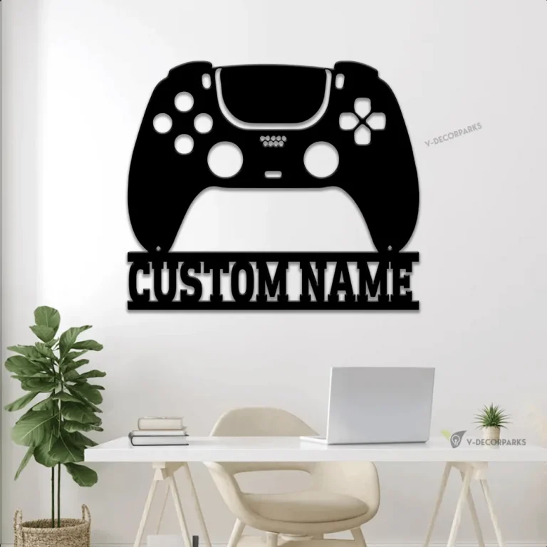 Custom Name Game Controller Metal Wall With Led Lights, Gamer Gift, Video Game Sign Wall Decor, Game Room Decor, Game Zone, Game Lover Gift
