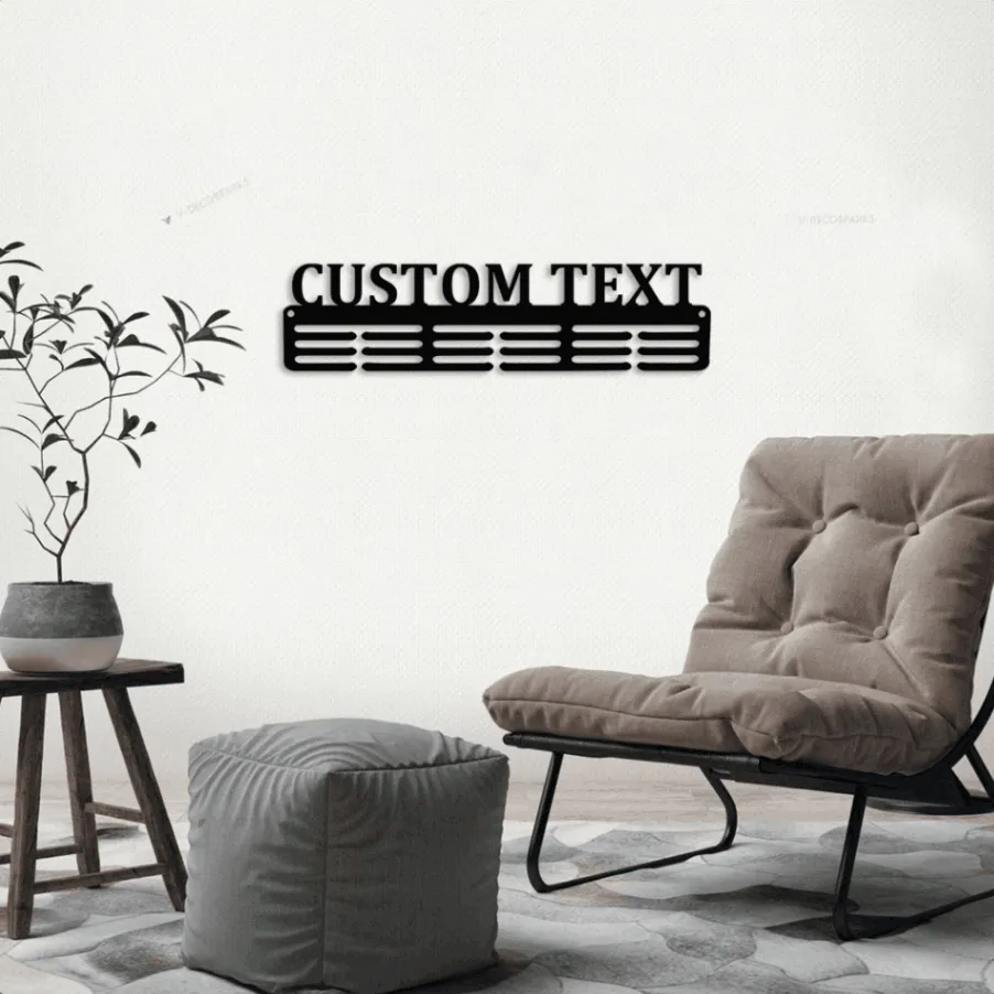 Custom Name Medal Hanger With Led Lights, Metal Sign - 12 Rungs For Medals & Ribbons, Show Team Spirit, Metal Sign, Wall Decor, Sport Athlete Gift