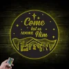Custom Nativity Scene Metal Wall With Led Lights, Come Let Us Adore Him, Nativity Scene Christmas Decor, Christmas Wall Decor, Gift For Christmas