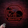 Custom Palm Tree Cabin Metal Sign Led Lights, Personalized Welcome Family Name Cottage Sign Home Decor Family Logge Decoration