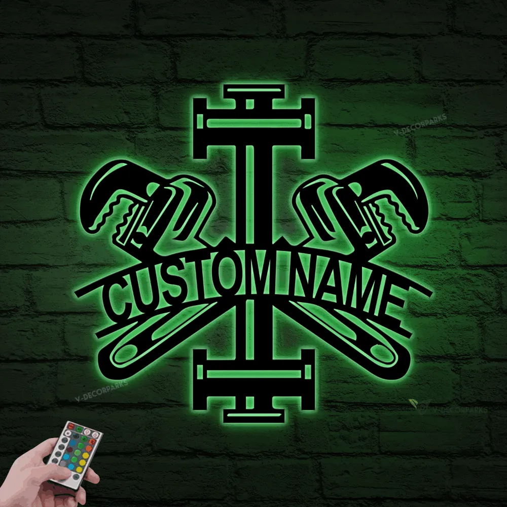 Custom Plumbing Metal Sign With Led Lights, Plumber Name Sign, Repair Service Decor, Gift For Plumber, Plumber Tools Sign, Plumbing Decor