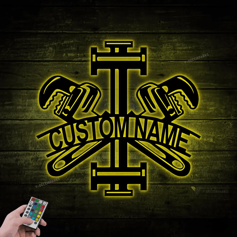 Custom Plumbing Metal Sign With Led Lights, Plumber Name Sign, Repair Service Decor, Gift For Plumber, Plumber Tools Sign, Plumbing Decor