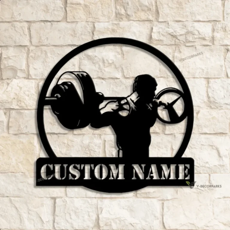 Custom Powerlifting Workout Metal Wall Art Led Light, Personalized Deadlift Barbell Name Sign, Bodybuilding Gym Fitness Decoration, Gift For Him