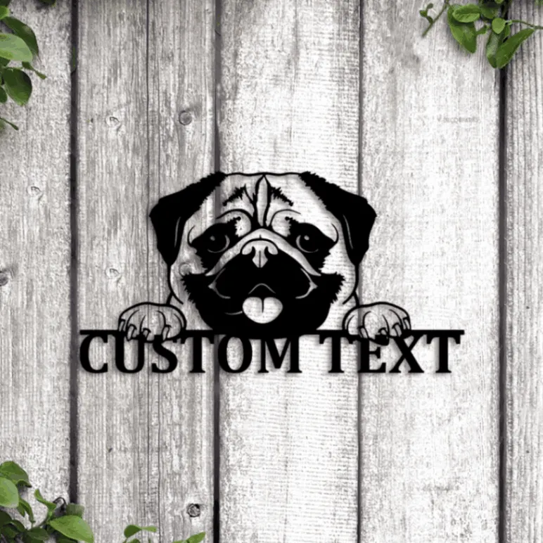 Custom Pug Wall Art Led Lights, Dog Metal Wall Art, Custom Name Pug Sign, Personalized Pug Wall Decor, Pug Gifts, Pug Mom, Pug Name Metal Sign