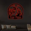 Custom Rooster - Metal Chicken Sign With Led Lights, Farm Decor, Barrel Racing Gift, Personalized Sign, Western, Farmhouse Style, Gifts, Horse Sign
