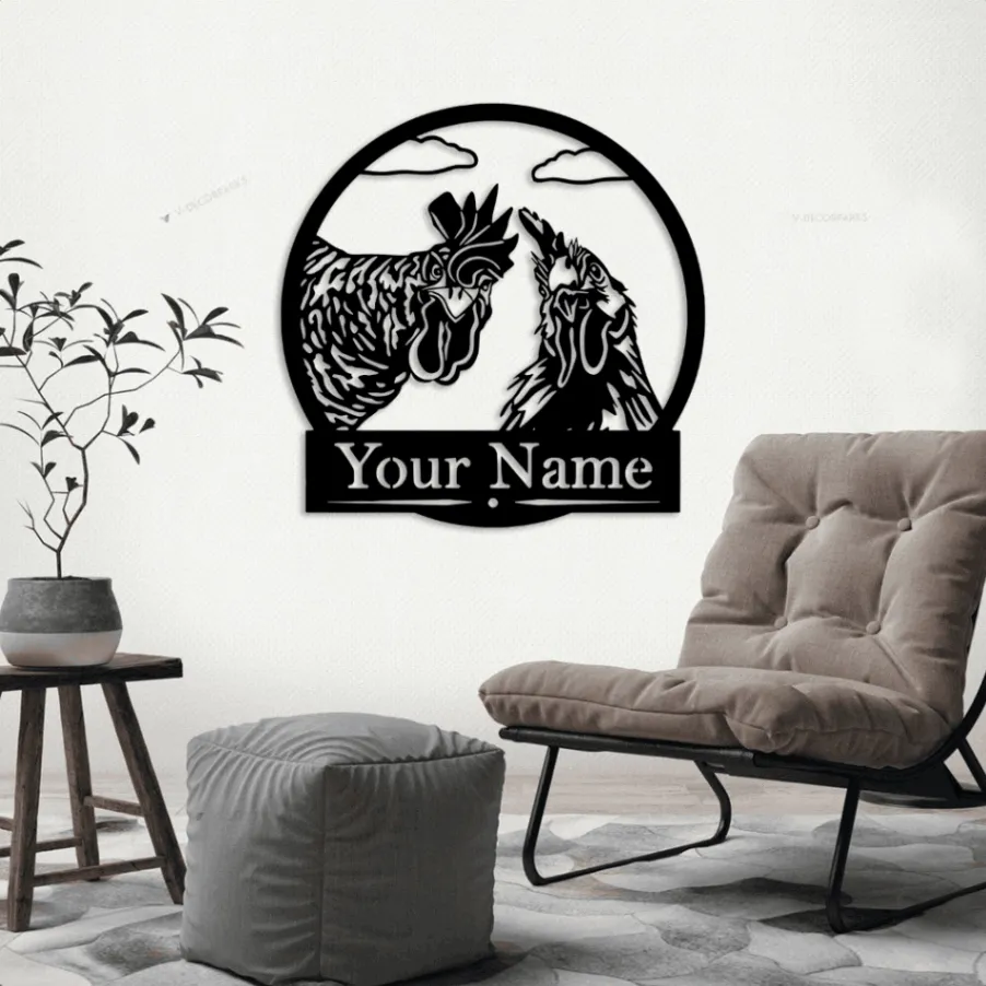 Custom Rooster - Metal Chicken Sign With Led Lights, Farm Decor, Barrel Racing Gift, Personalized Sign, Western, Farmhouse Style, Gifts, Horse Sign