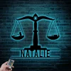 Custom Scales Of Justice Metal Sign Led Lights, Personalized Legal Assistant Name Sign Home Decor Lawyer Judge Decoration Birthday 1