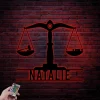 Custom Scales Of Justice Metal Sign Led Lights, Personalized Legal Assistant Name Sign Home Decor Lawyer Judge Decoration Birthday 1