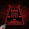 Custom Semi Truck Driver Metal Wall Art Led Light, Truck Metal Sign, Personalized Trucker Name Sign, 18 Wheeler Decoration, Truck Driver Gift