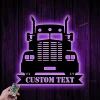 Custom Semi Truck Driver Metal Wall Art Led Light, Truck Metal Sign, Personalized Trucker Name Sign, 18 Wheeler Decoration, Truck Driver Gift