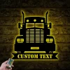Custom Semi Truck Driver Metal Wall Art Led Light, Truck Metal Sign, Personalized Trucker Name Sign, 18 Wheeler Decoration, Truck Driver Gift
