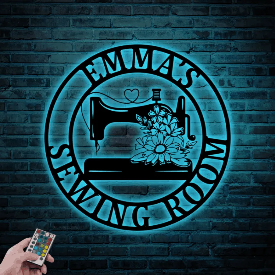 Custom Sewing Room Sign With Led Lights, Personalized Metal Sewing Sign, Quilting Sign, Gift For Her, Gift For Grandma, Gift For Mom, Sister