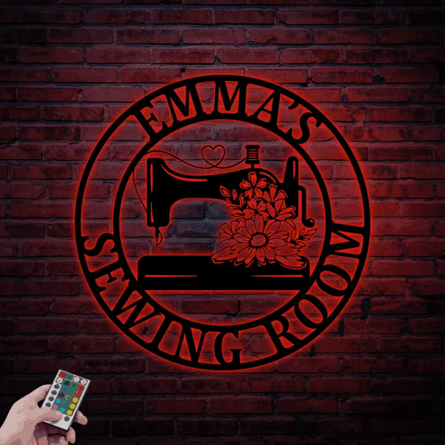 Custom Sewing Room Sign With Led Lights, Personalized Metal Sewing Sign, Quilting Sign, Gift For Her, Gift For Grandma, Gift For Mom, Sister