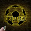 Custom Soccer Ball Metal Wall Art Led Light, Personalized Football Player Lover Sign, Soccer Ball Metal Wall Art, Kid Room Decor, Soccer Lover Gift