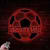 Custom Soccer Ball Metal Wall Art Led Light, Personalized Football Player Lover Sign, Soccer Ball Metal Wall Art, Kid Room Decor, Soccer Lover Gift