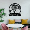 Custom Striped Bass Fishing Metal Sign Led Lights, Personalized Fisher Name Sign Home Decor Boy Girl Nursery Decoration Birthday