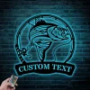 Custom Striped Bass Fishing Metal Sign Led Lights, Personalized Fisher Name Sign Home Decor Boy Girl Nursery Decoration Birthday