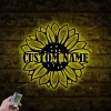 Custom Sunflower Monogram Metal Sign Led Light, Sunflower Metal Wall Art, Sunflower Wall Decor, Personalized Sunflower Name Sign, Home Decor