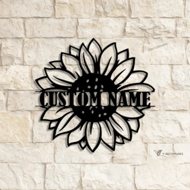 Custom Sunflower Monogram Metal Sign Led Light, Sunflower Metal Wall Art, Sunflower Wall Decor, Personalized Sunflower Name Sign, Home Decor