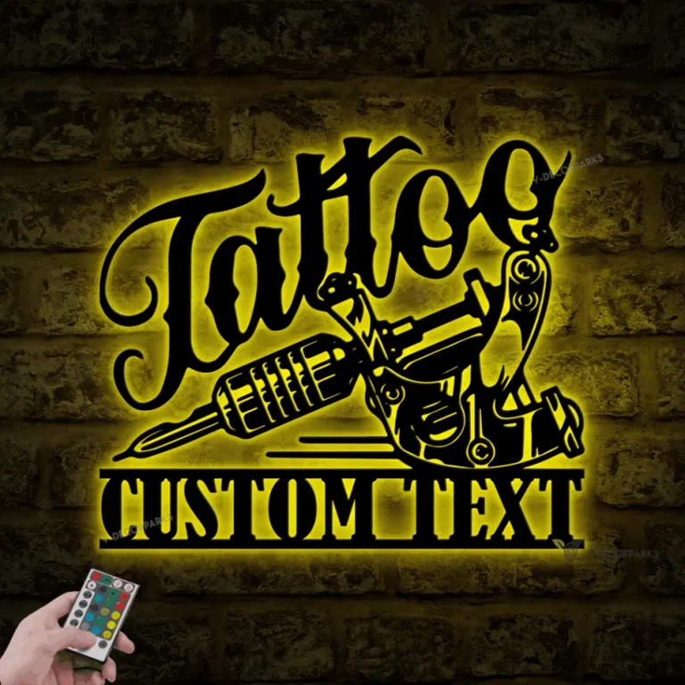 Custom Tattoo Artist Metal Wall Art Led Light, Personalized Ink Studio Name Sign, Tattoo Studio Decor, Gift For Tattoo Artists