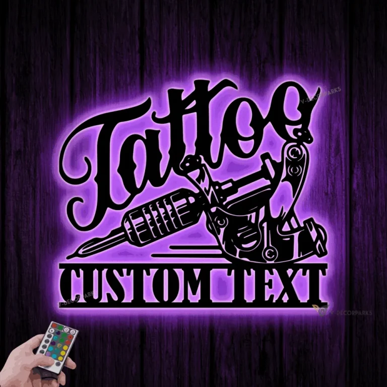 Custom Tattoo Artist Metal Wall Art Led Light, Personalized Ink Studio Name Sign, Tattoo Studio Decor, Gift For Tattoo Artists