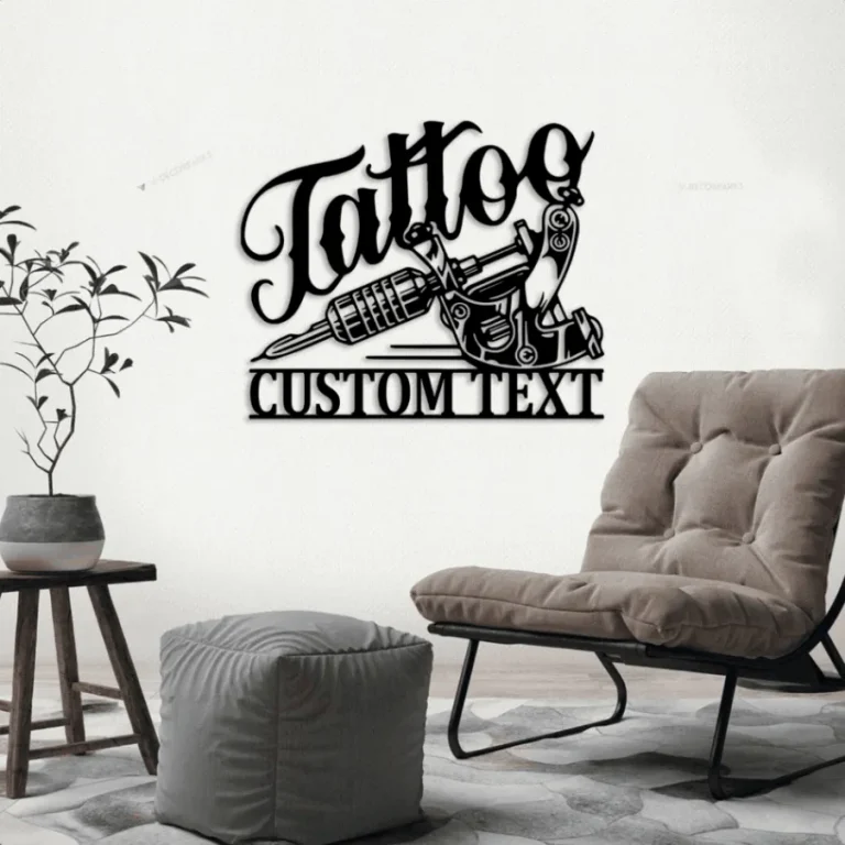 Custom Tattoo Artist Metal Sign Led Lights, Personalized Ink Studio Name Sign Home Decor Machine Shop Decoration Man Cave Christmas Gift