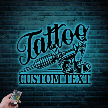 Custom Tattoo Artist Metal Sign Led Lights, Personalized Ink Studio Name Sign Home Decor Machine Shop Decoration Man Cave Christmas Gift