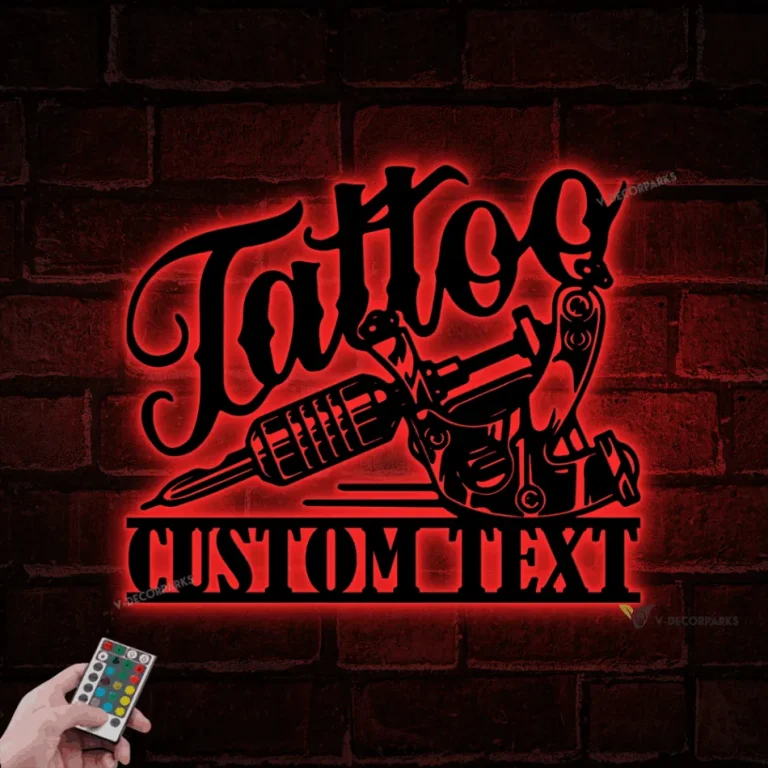Custom Tattoo Artist Metal Wall Art Led Light, Personalized Ink Studio Name Sign, Tattoo Studio Decor, Gift For Tattoo Artists
