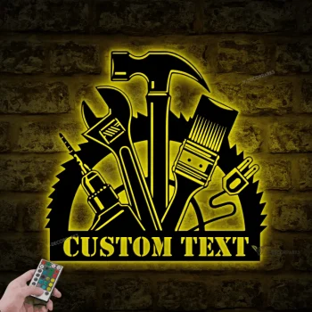 Custom Tools Repair Metal Wall Art Led Light, Personalized Tools Shop Name Sign, Mechanic Tools Decoration, Tools Shop Decor, Gift For Him