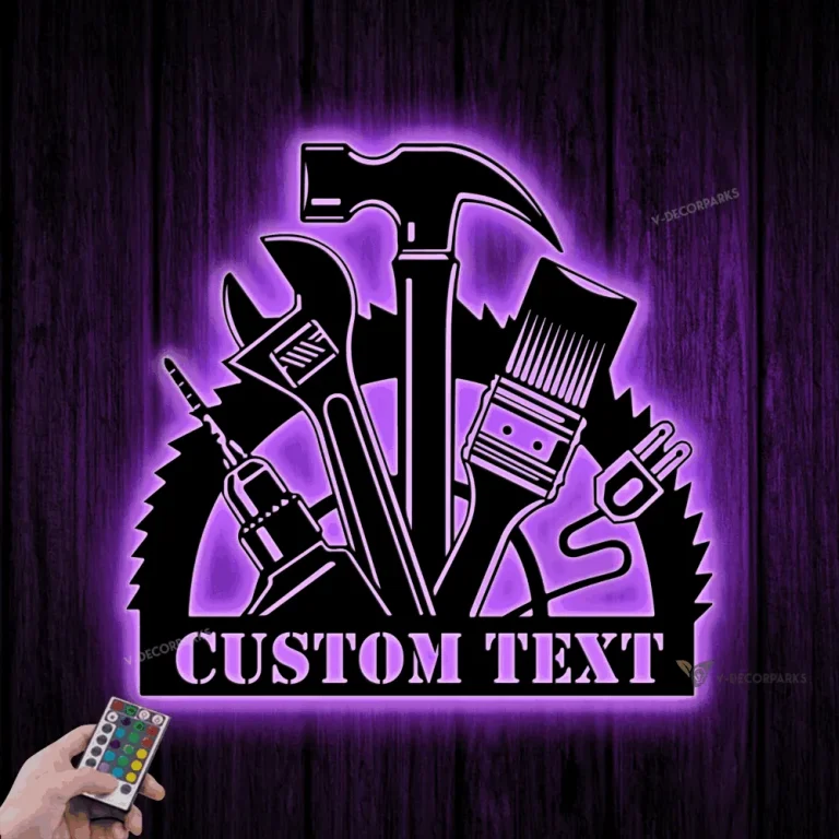 Custom Tools Repair Metal Wall Art Led Light, Personalized Tools Shop Name Sign, Mechanic Tools Decoration, Tools Shop Decor, Gift For Him