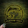 Custom Trout Fishing Metal Sign Led Lights, Personalized Fisher Name Sign Home Decor Boy Girl Nursery Decoration Birthday
