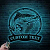 Custom Trout Fishing Metal Sign Led Lights, Personalized Fisher Name Sign Home Decor Boy Girl Nursery Decoration Birthday