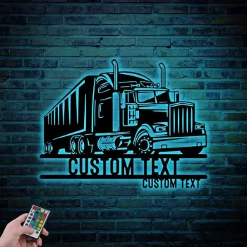 Custom Trucking Sign With Led Lights, Personalized Trucker Metal Sign, Trucker Est Gift, Gift For Him, Dad, Father, Grandpa