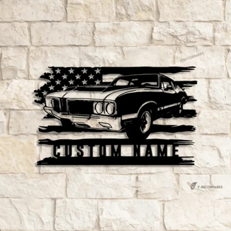 Personalized Us Garage Metal Wall Art Led Light, Custom Classic Muscle Car Sign, Mechanic Repair Decoration, Garage Decor, Gift For Dad