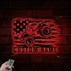 Custom Us Monster Truck Driver Metal Wall Art Led Light, Personalized Fire Flame Off Road Vehicle Name Sign, Home Decor, Monster Truck Driver Gift