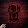 Custom Us Patriotic Deer Hunting Metal Sign Led Lights, Personalized American Buck Head Hunter Name Sign Home Decor Usa Flag Antler Cabin