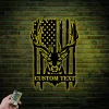 Custom Us Patriotic Deer Hunting Metal Sign Led Lights, Personalized American Buck Head Hunter Name Sign Home Decor Usa Flag Antler Cabin