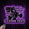 Custom Us Quad Biker Metal Wall Art Led Light, Personalized Dirt Bike Name Sign, All Terrain Vehicle Atv 4 Wheels Home Decor, Rider Decoration