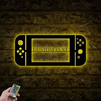 Custom Video Game Room Metal Wall Art Led Light, Personalized Switch Control Gamer Name Sign, Home Decor, Game Zone Decoration, Man Cave Decor