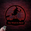 Custom Witch Sign With Led Lights, Personalized Halloween Metal Sign Spooky Witch Metal Wall Art Halloween Decor Outdoor Halloween Gifts