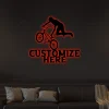 Customizable Bmx Biker Sign With Led Lights, Custom Metal Bike Sign, Personalized Bmx Bike Decoration