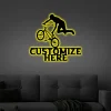 Customizable Bmx Biker Sign With Led Lights, Custom Metal Bike Sign, Personalized Bmx Bike Decoration