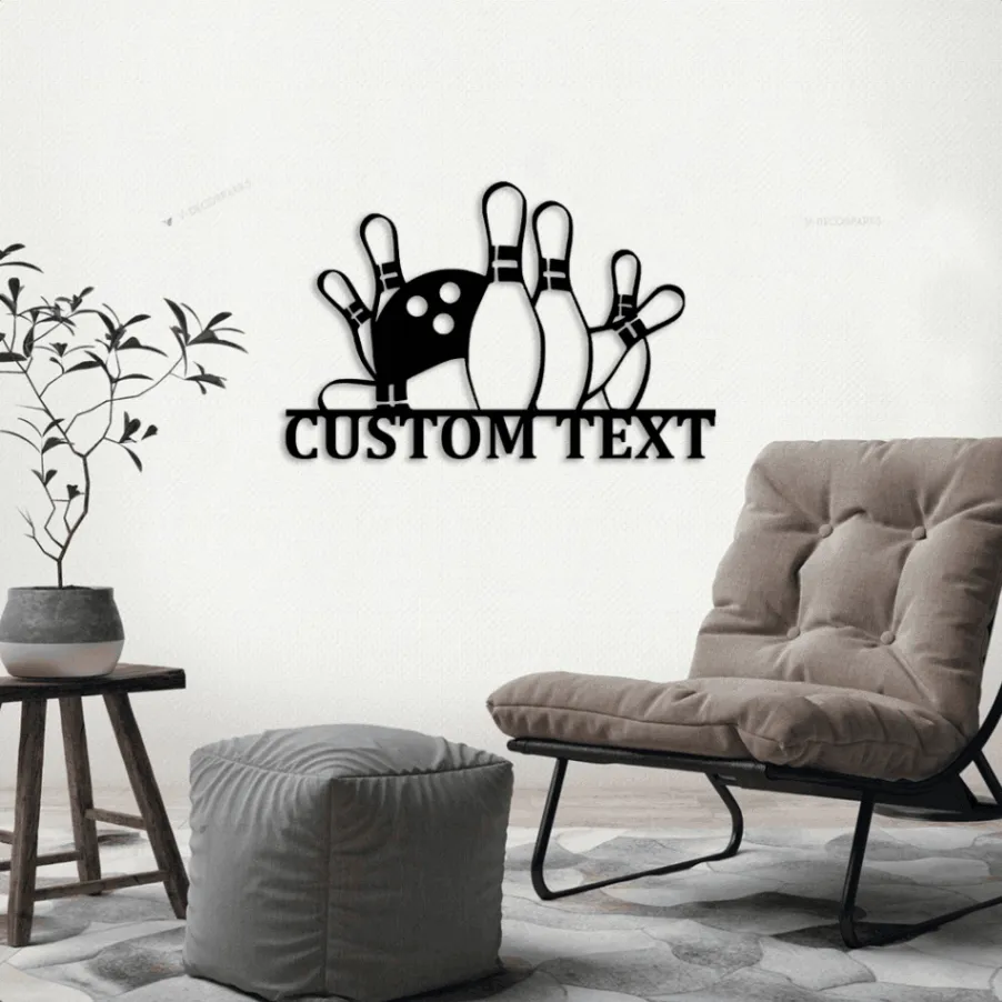 Customizable Metal Bowling Sign With Led Lights, , Bowling Gift, Game Room Sign, Bowling Decor, Bowling Lover, Bowling Room, Sports Sign