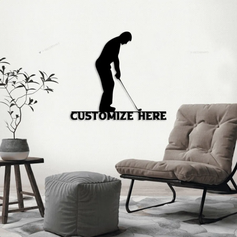 Customizable Metal Golfer With Led Lights Sign, Custom Sign, Golf, Golf Ball, Custom Golf Decor, Custom Golf Sign, Golf Sign, Golf Decor, Golfer Decor